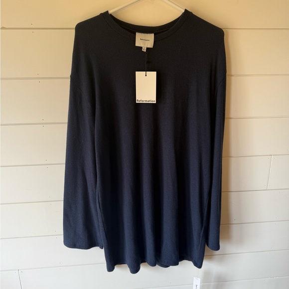 Reformation Jamie Knit Sweater Mini Dress - Long Sleeve, Navy, Small - Picture 7 of 7